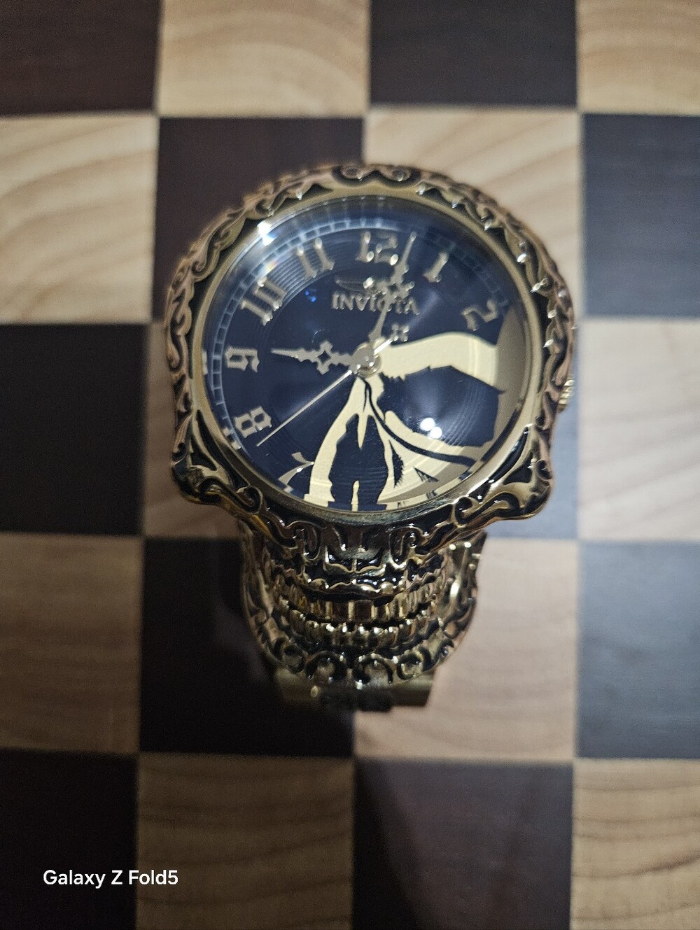 Invicta Gold and Black Skull Dial Men's Watch 51mm